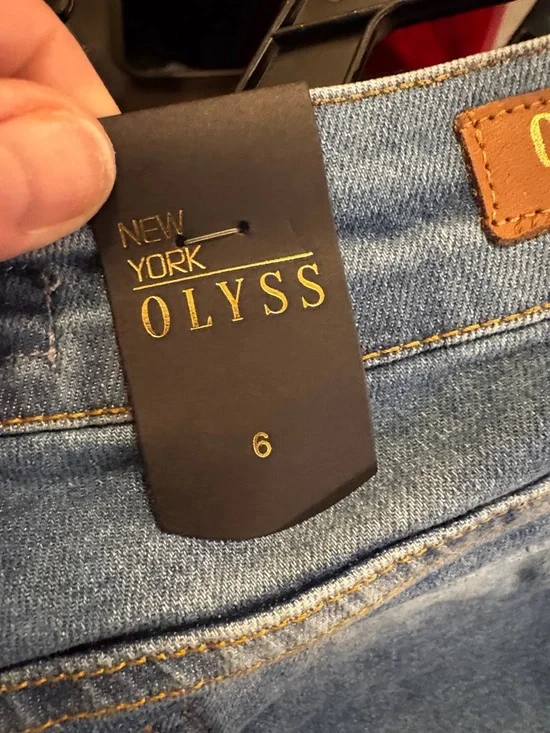 Women's Blue Distressed Jeans with Gold Embroidery - Picture 5 of 5